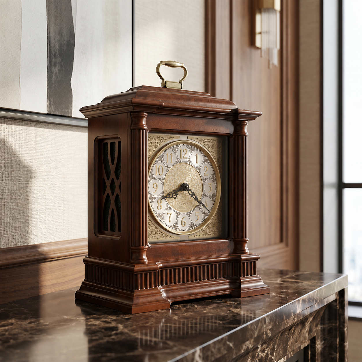Cherry Wood Bracket Mantel Clock