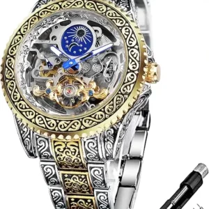 Silver Openwork Watch with Blue Accent — view 2