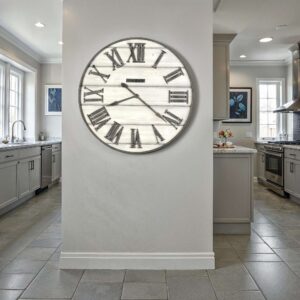 Aged Wood Roman-Numeral Wall Clock — view 2